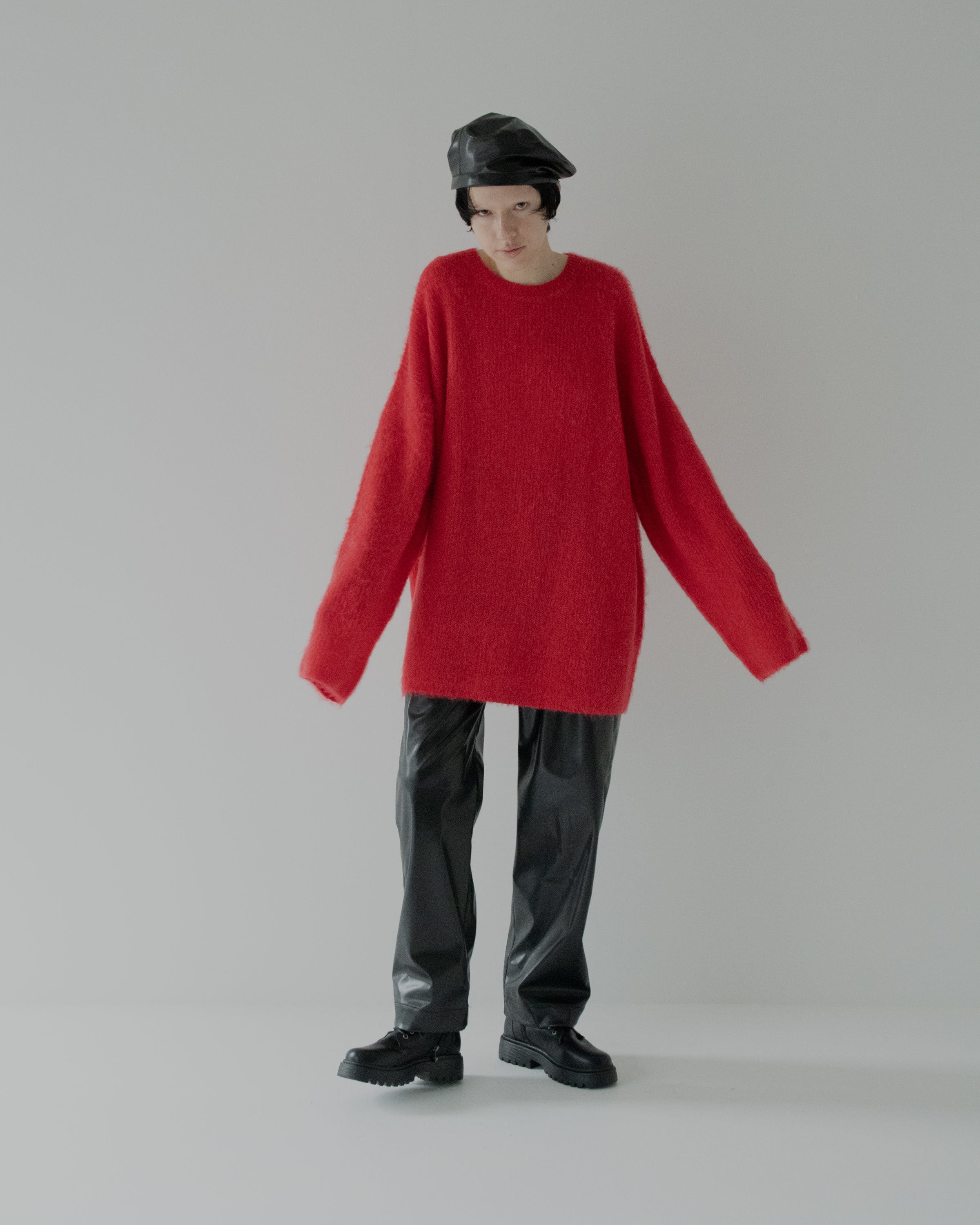 mohair pullover knit red