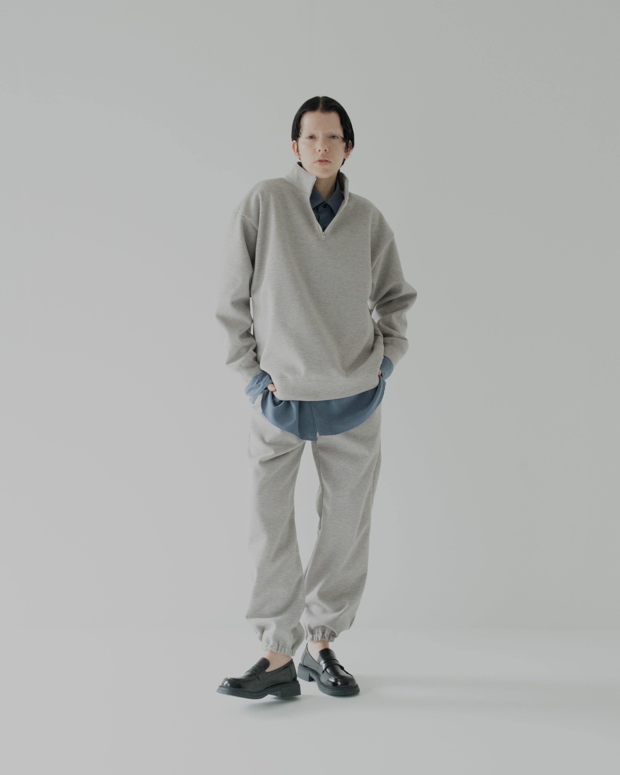 knit melton jogger pants ice gray