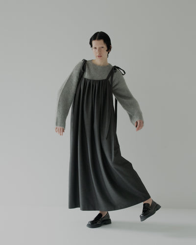 gabardine shoulder tuck dress