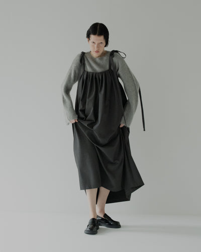 gabardine shoulder tuck dress