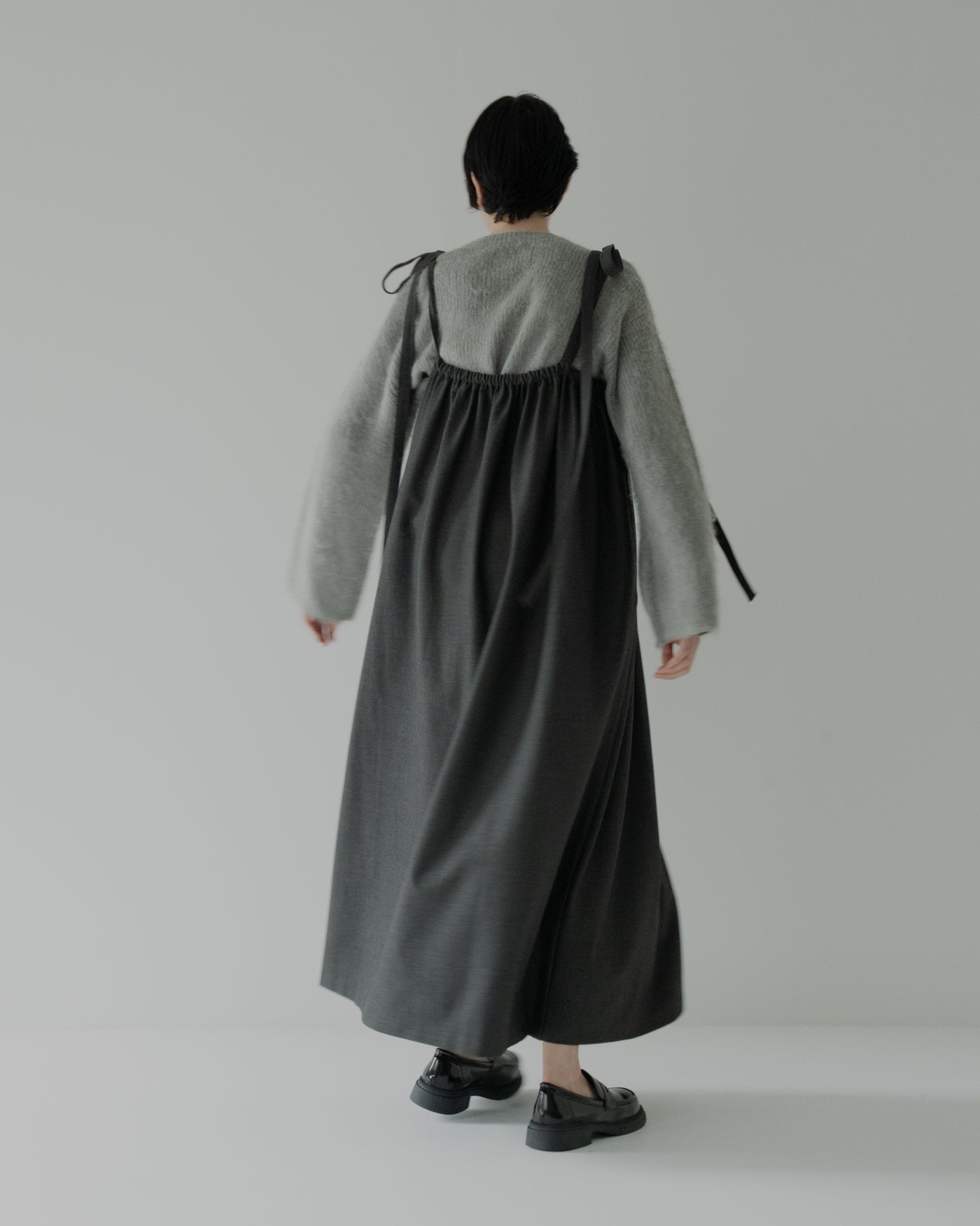 gabardine shoulder tuck dress