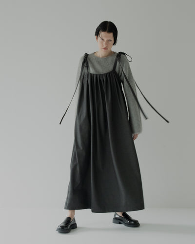gabardine shoulder tuck dress