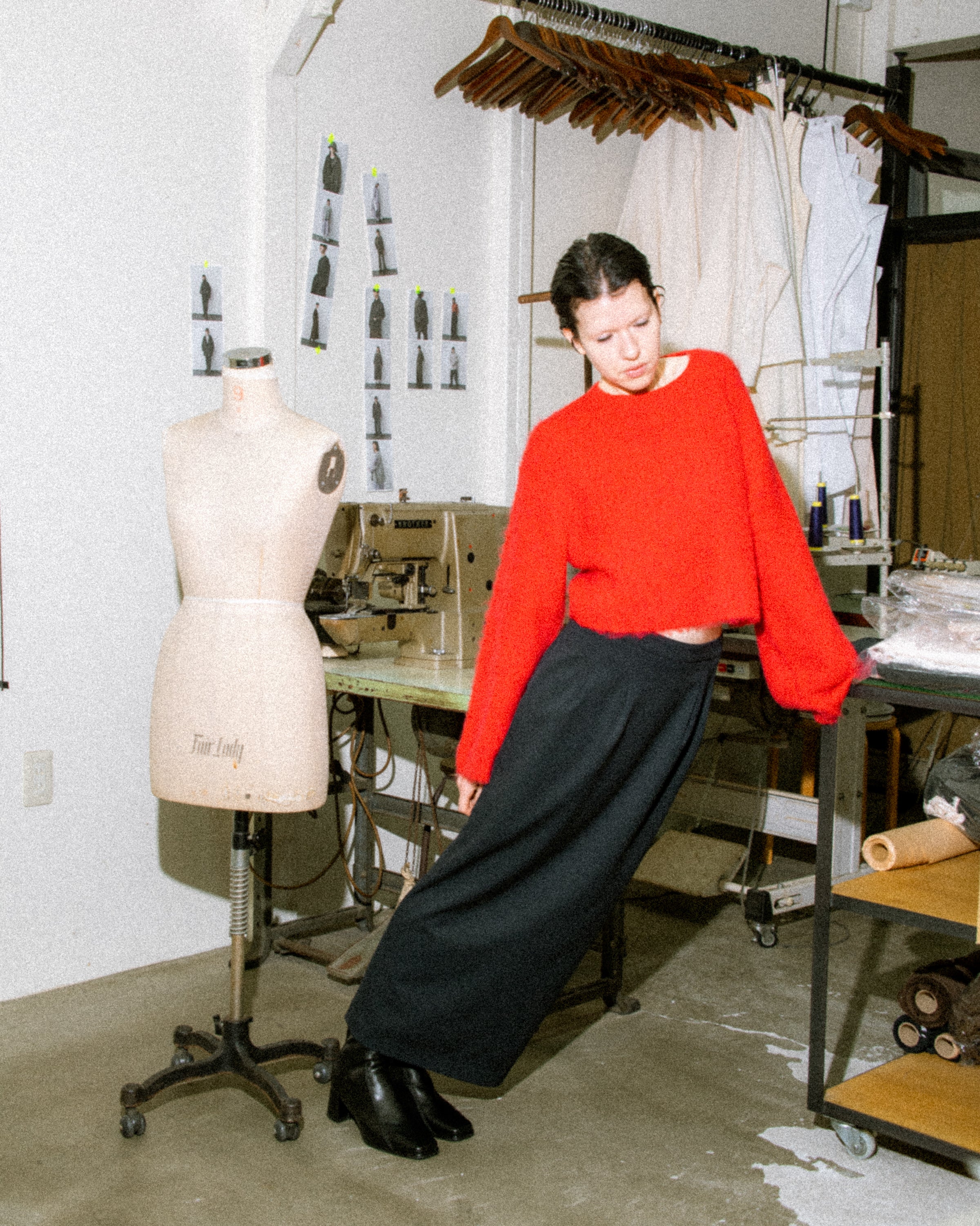 mohair pullover knit red