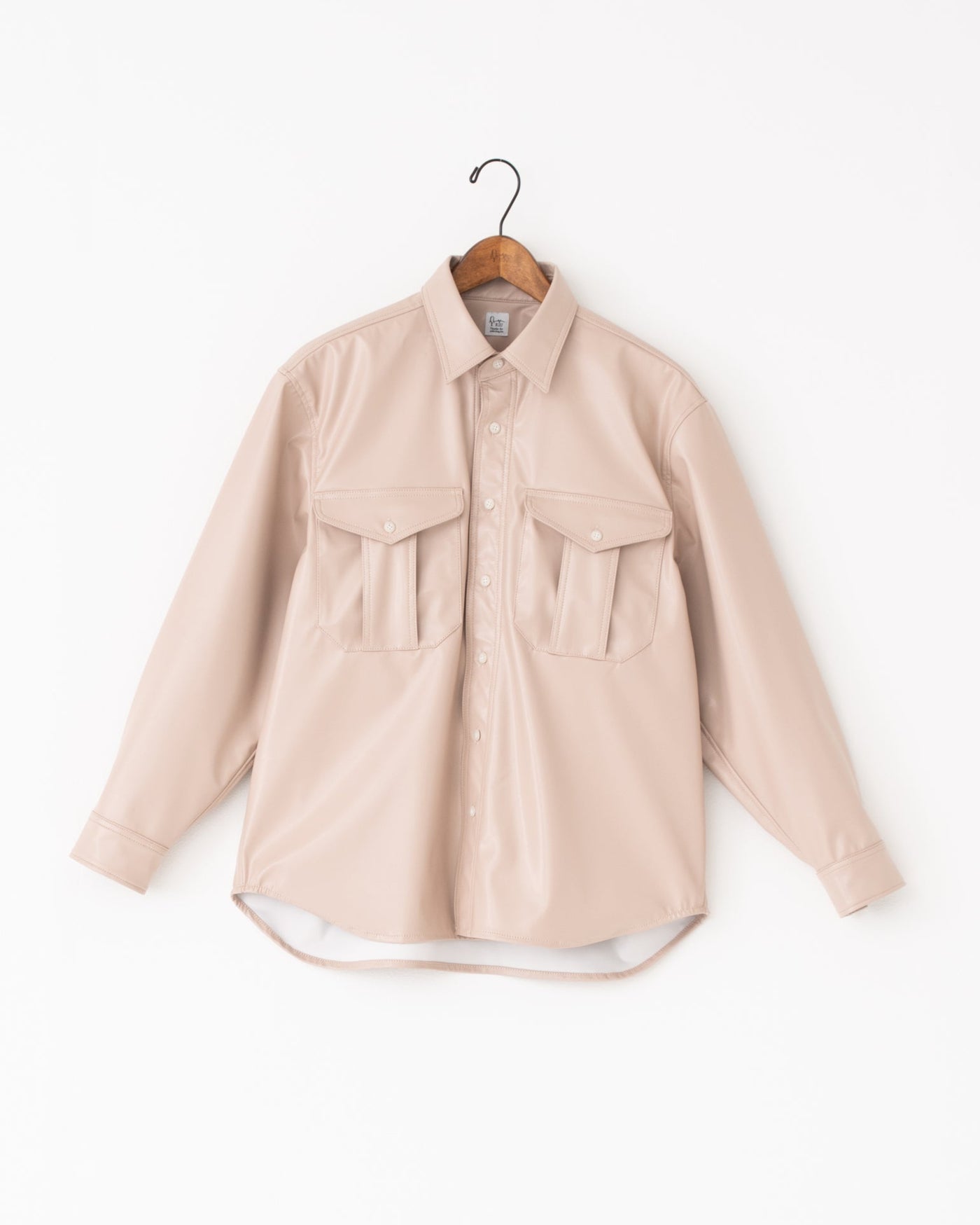 vegan leather long-sleeve shirt