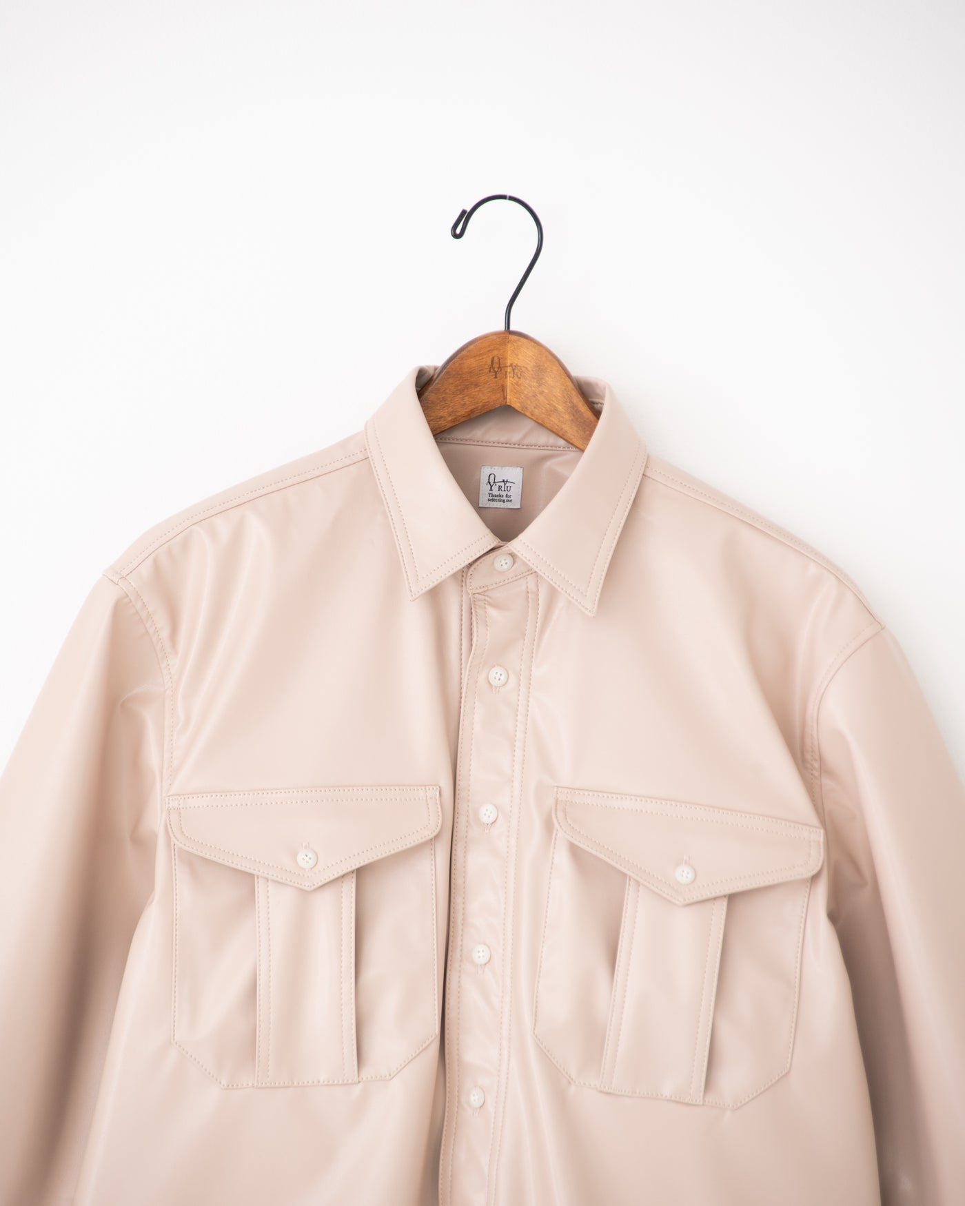 vegan leather long-sleeve shirt