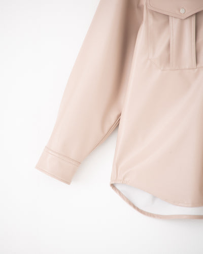vegan leather long-sleeve shirt