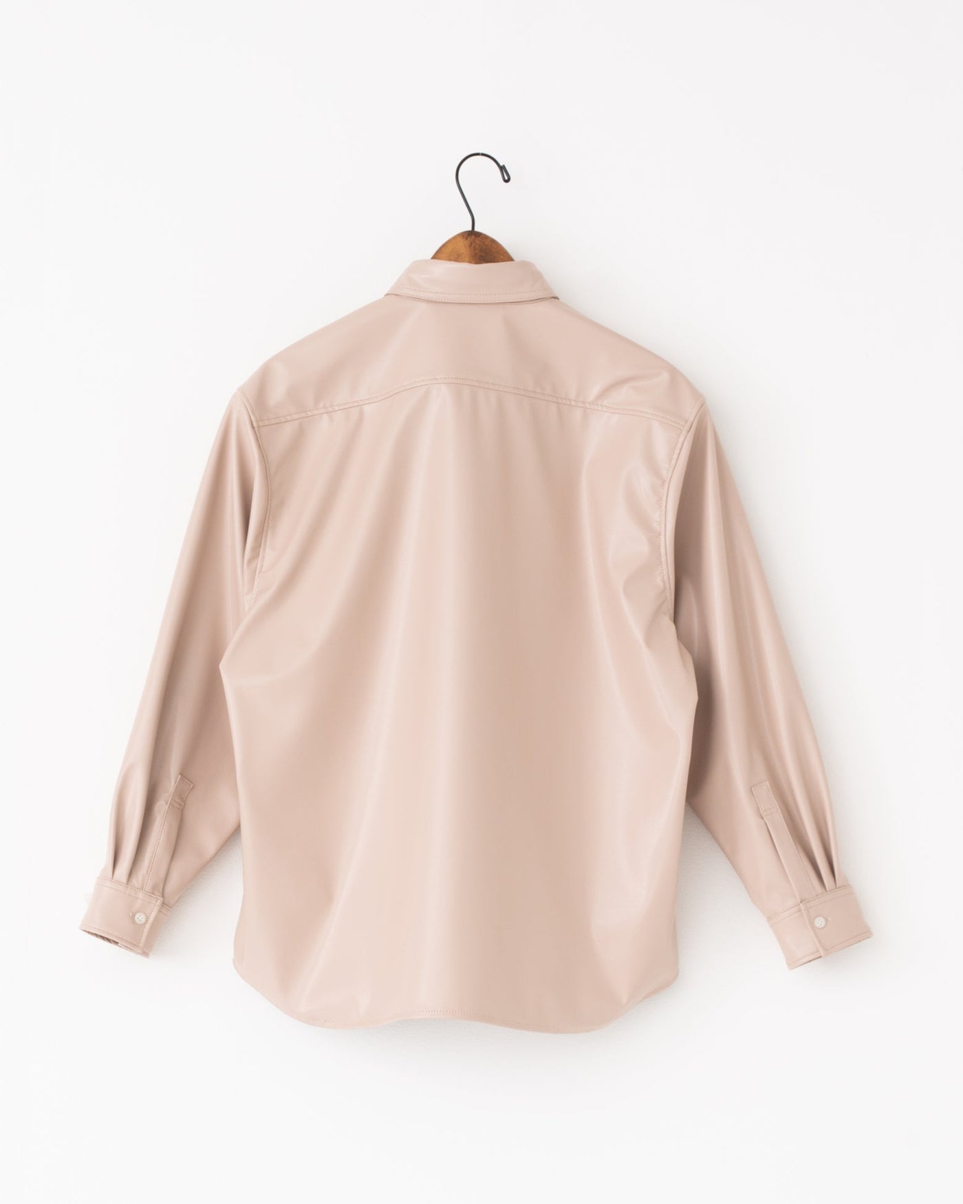 vegan leather long-sleeve shirt