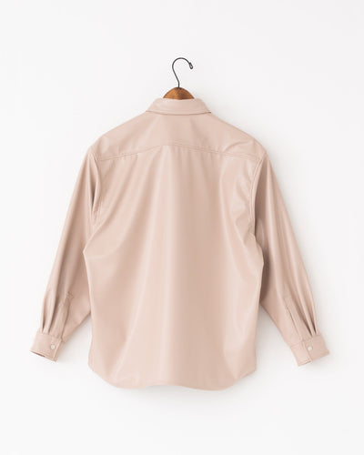 vegan leather long-sleeve shirt