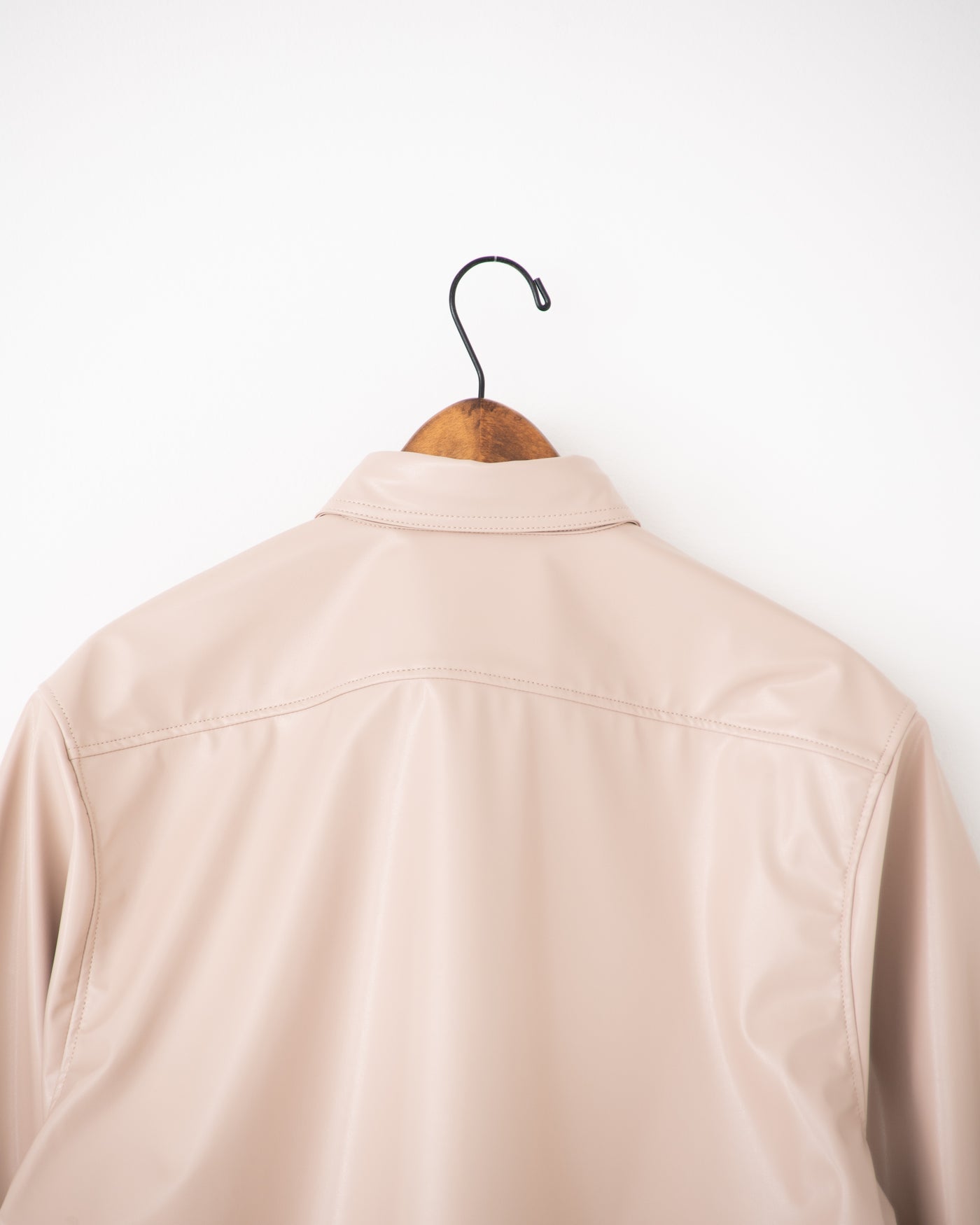 vegan leather long-sleeve shirt