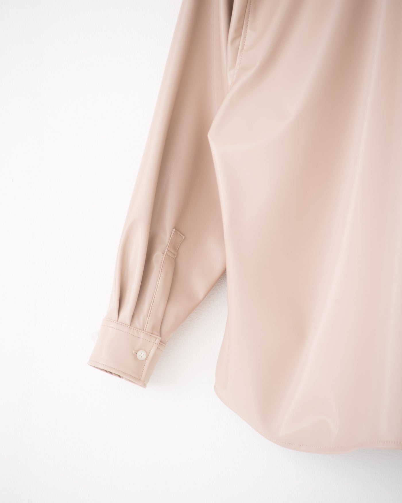 vegan leather long-sleeve shirt