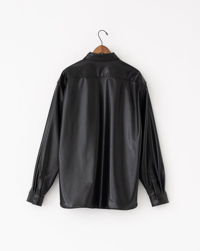 vegan leather long-sleeve shirt