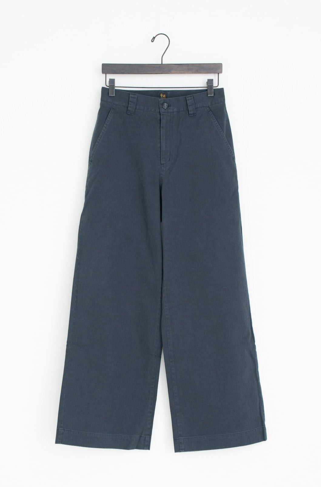 vintage satin wide full-length pants navy