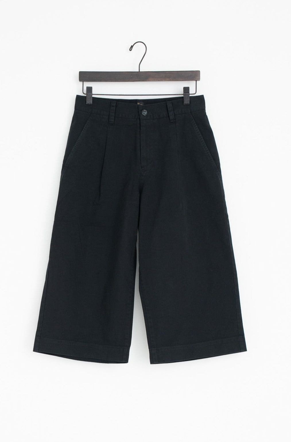 vintage satin 4/5 wide pants black