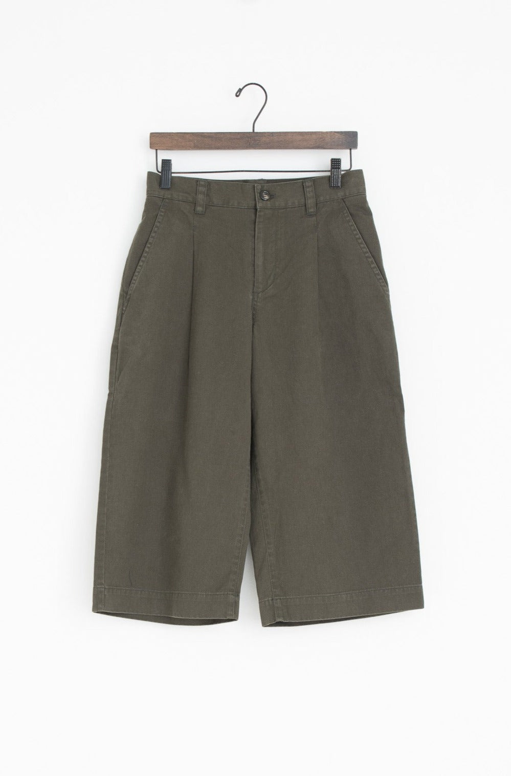 vintage satin 4/5 wide pants olive