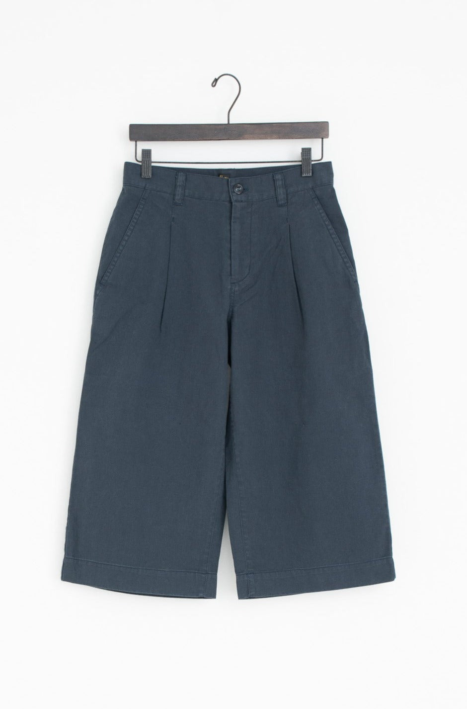 vintage satin 4/5 wide pants navy