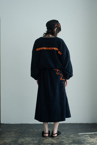 handwork frilled collarless jacket