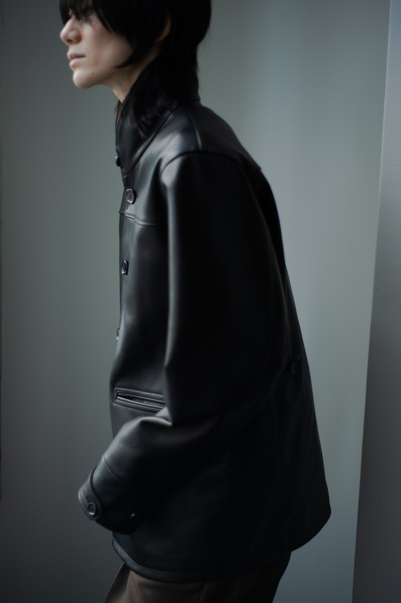 Leather half coat