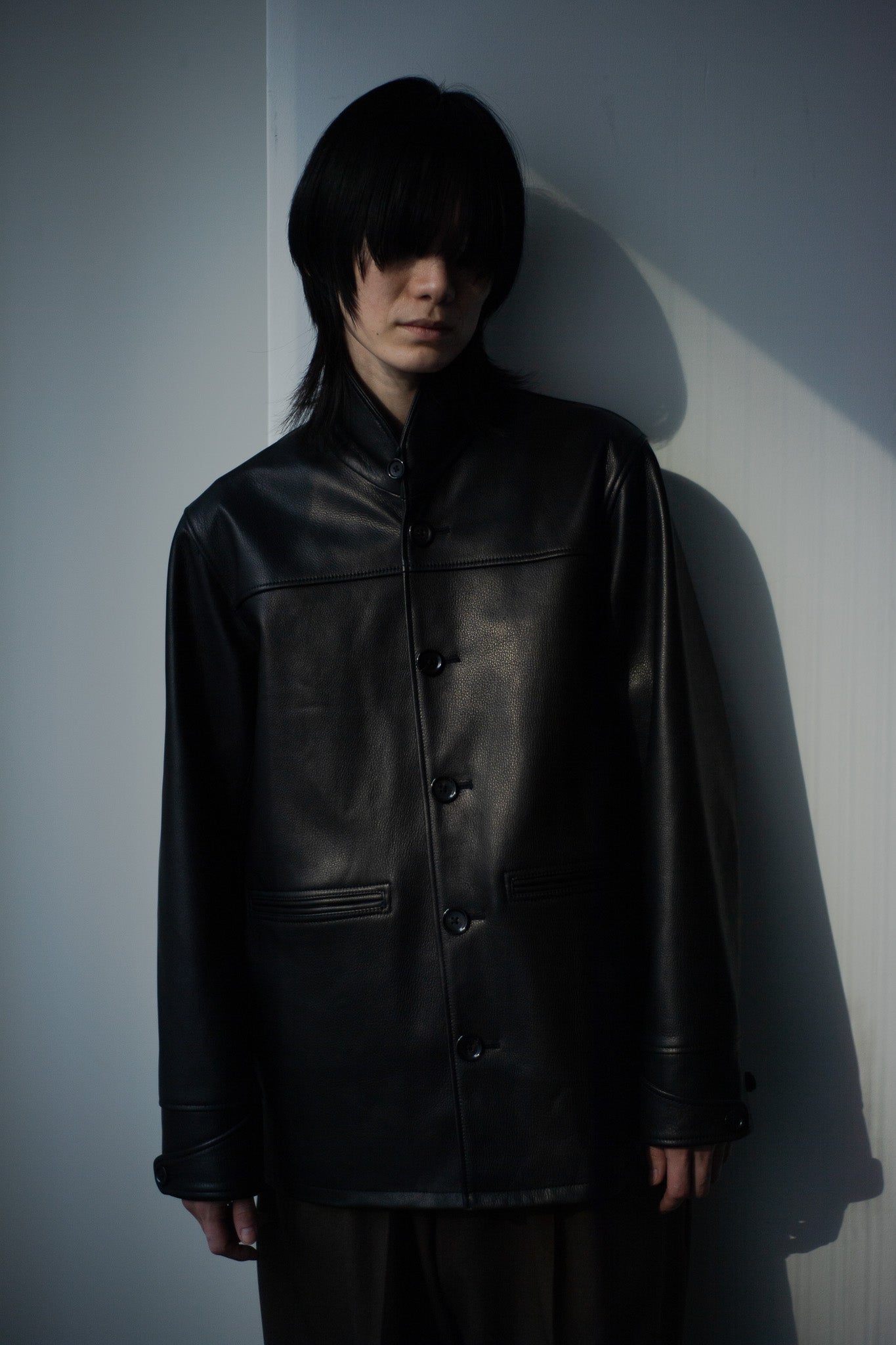 Leather half coat