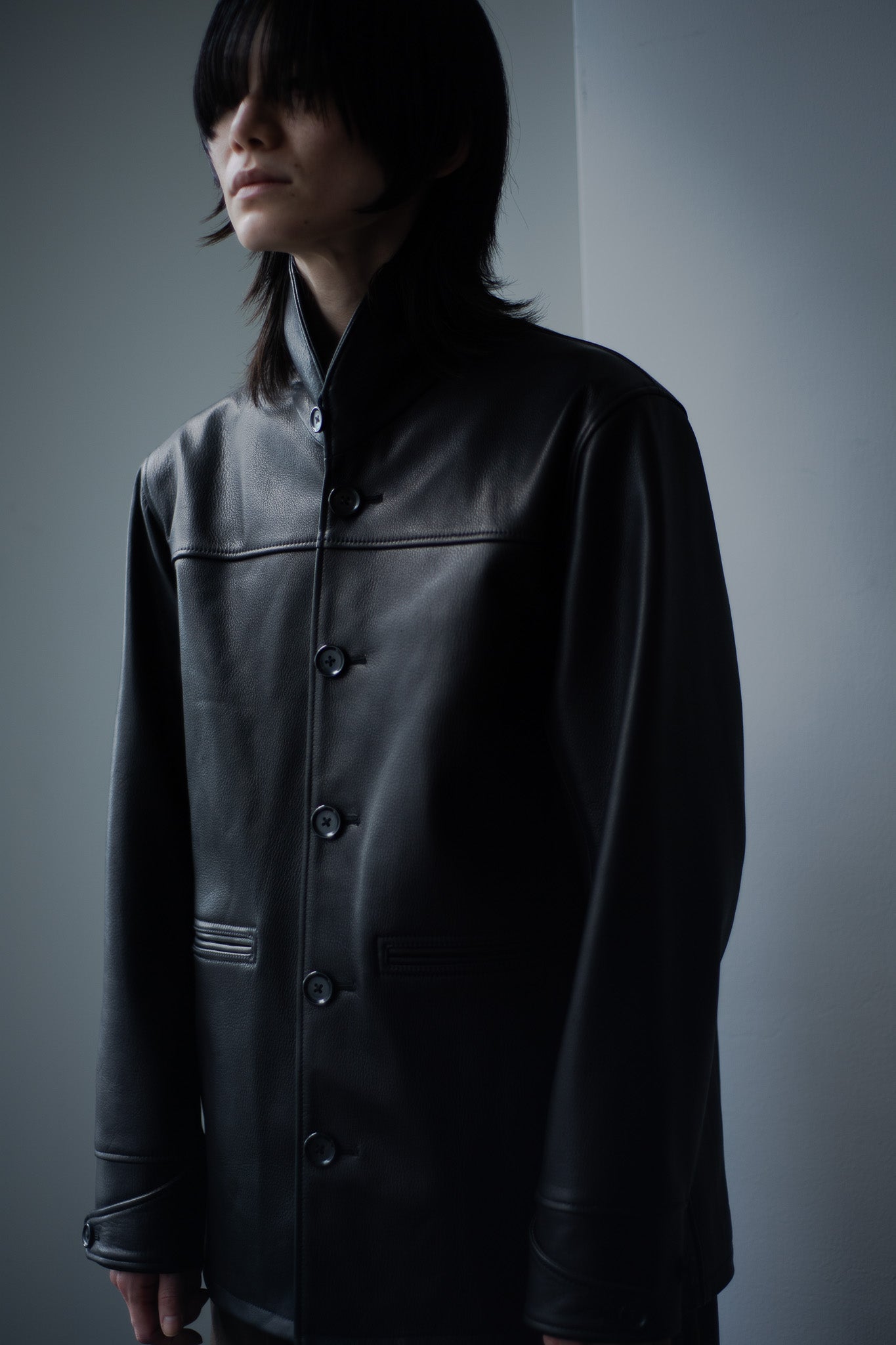 Leather half coat