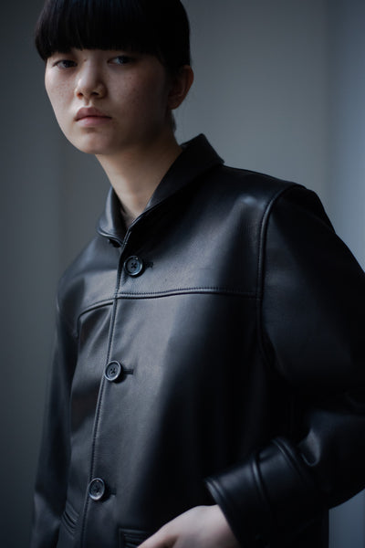 Leather half coat