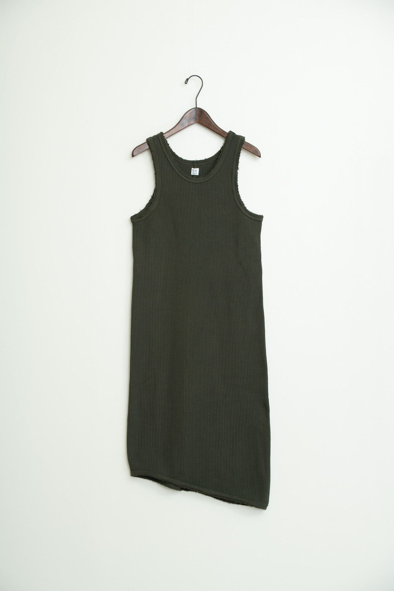 strong waffle sleeveless dress khaki