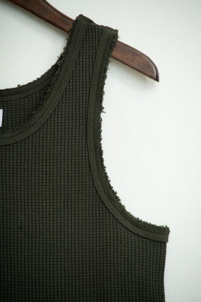 strong waffle sleeveless dress