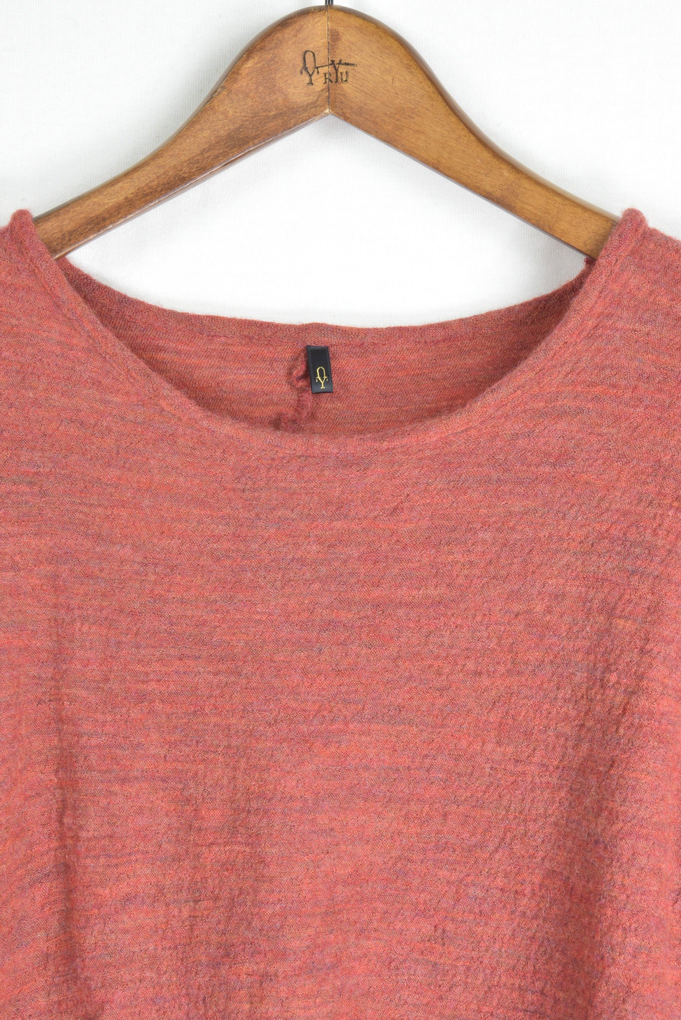washable wool gauze r-neck knit orange