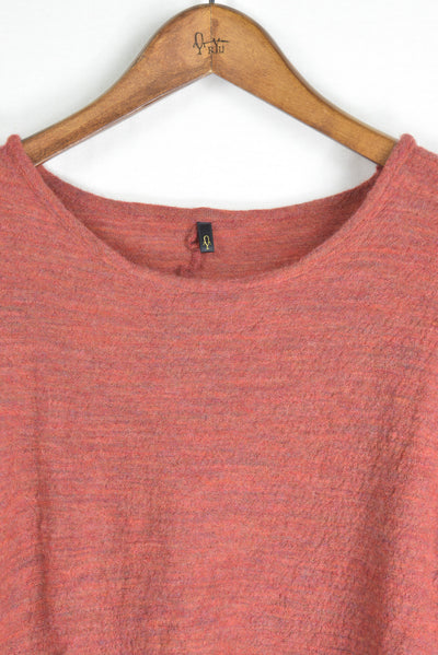 washable wool gauze r-neck knit