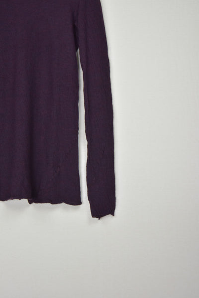 washable wool gauze r-neck knit