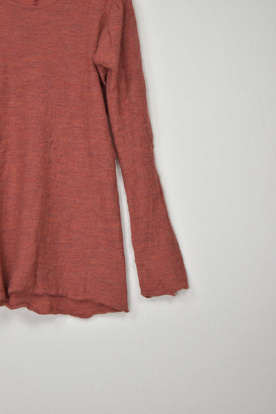 washable wool gauze r-neck knit