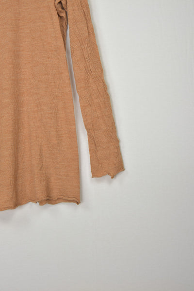washable wool gauze r-neck knit