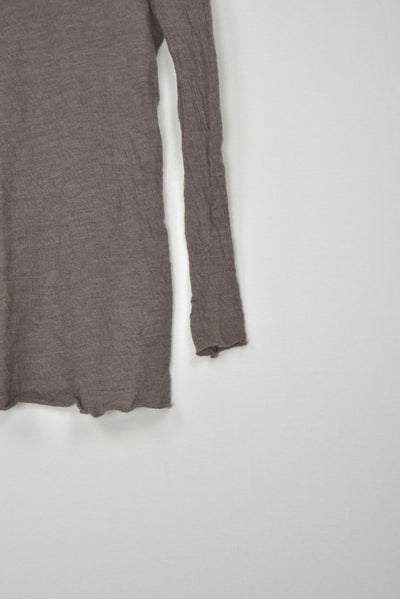 washable wool gauze r-neck knit