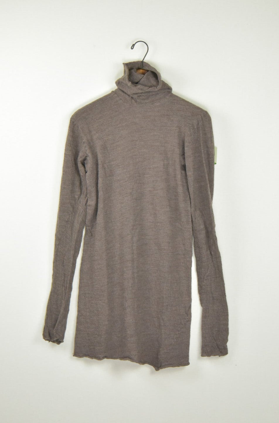 washable wool gauze t-neck knit mocha