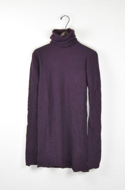 washable wool gauze t-neck knit