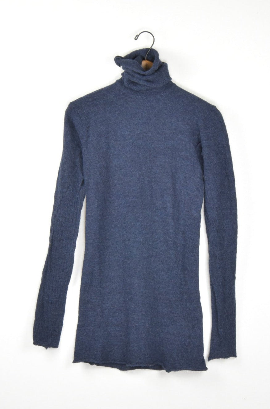 washable wool gauze t-neck knit