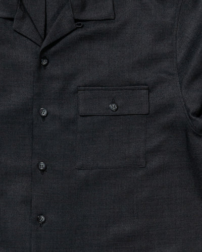 dry slub twill open collar half-sleeve shirt