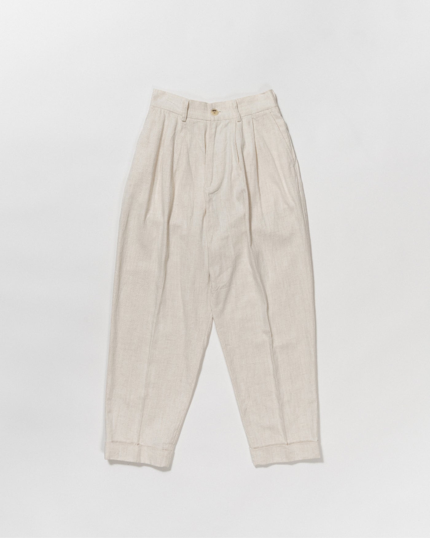 cotton linen two-tuck slacks