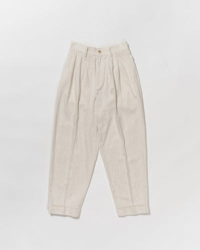 cotton linen two-tuck slacks